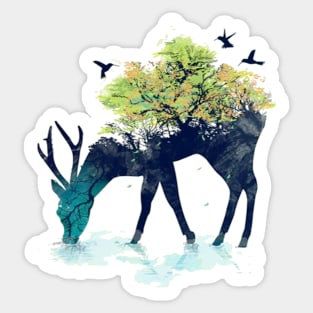 Surrealistic Deer Sticker